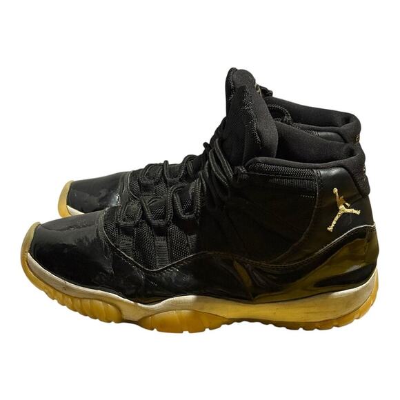 Air Jordan 11 Retro DMP Black Gold 378037-072 Men's Size 9 Concord Mid OG Patent - Picture 4 of 10